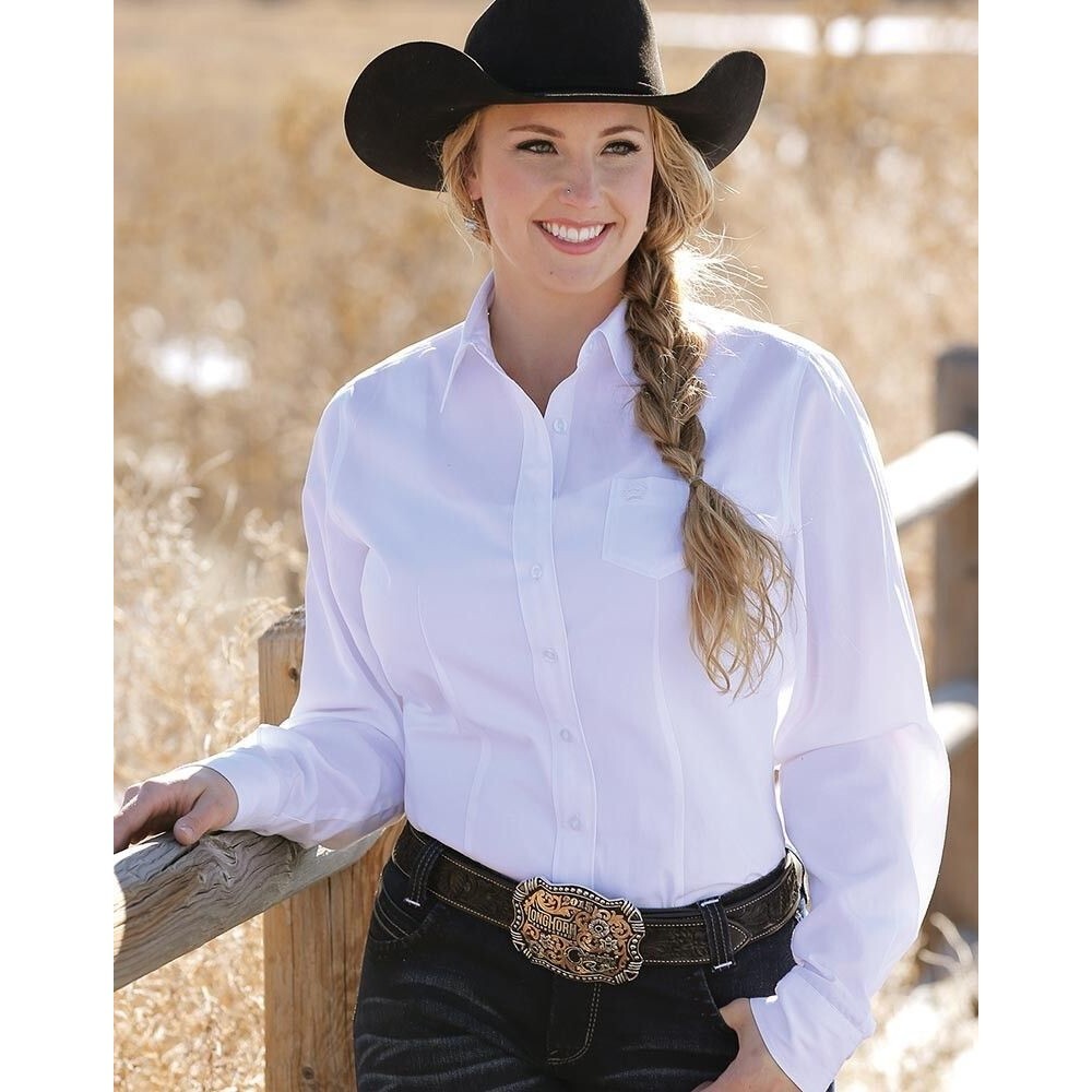 Cinch Solid White Western Button Down Women's Sz Large